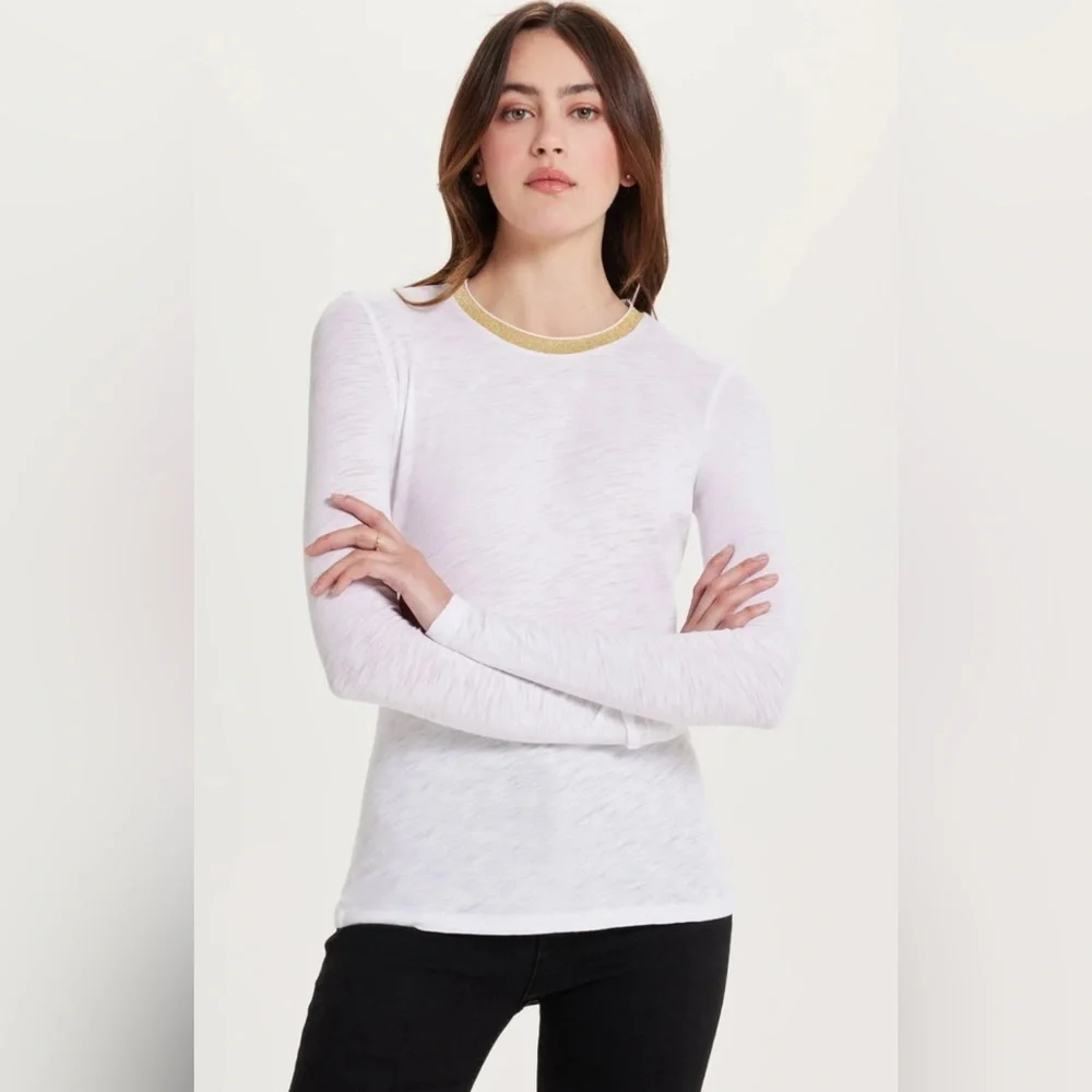 GOLDIE Long Sleeve Pavé Ringer Tee - Picture 1 of 5